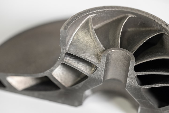 Cross section of a metal 3D printed impeller